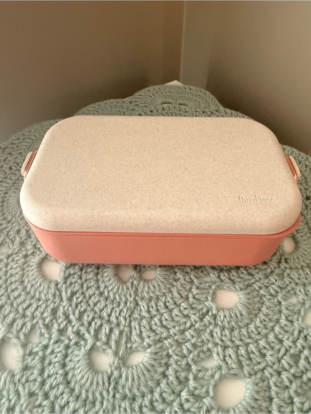 Our Place Bento box Pink & Cream Meal Prep Food Storage Box